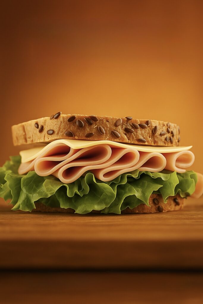 Sándwich preparado para una producción audiovisual de productos alimenticios